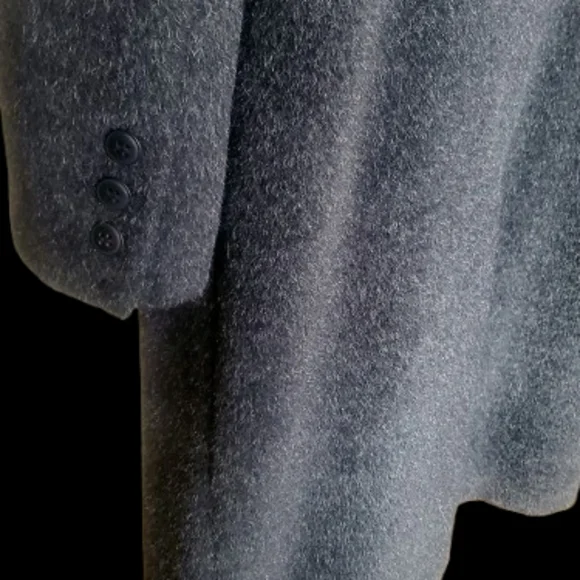 Mens Alpaca, Black/Gray Wool, XL Overcoat, W/Black Satin Lining & Button Front